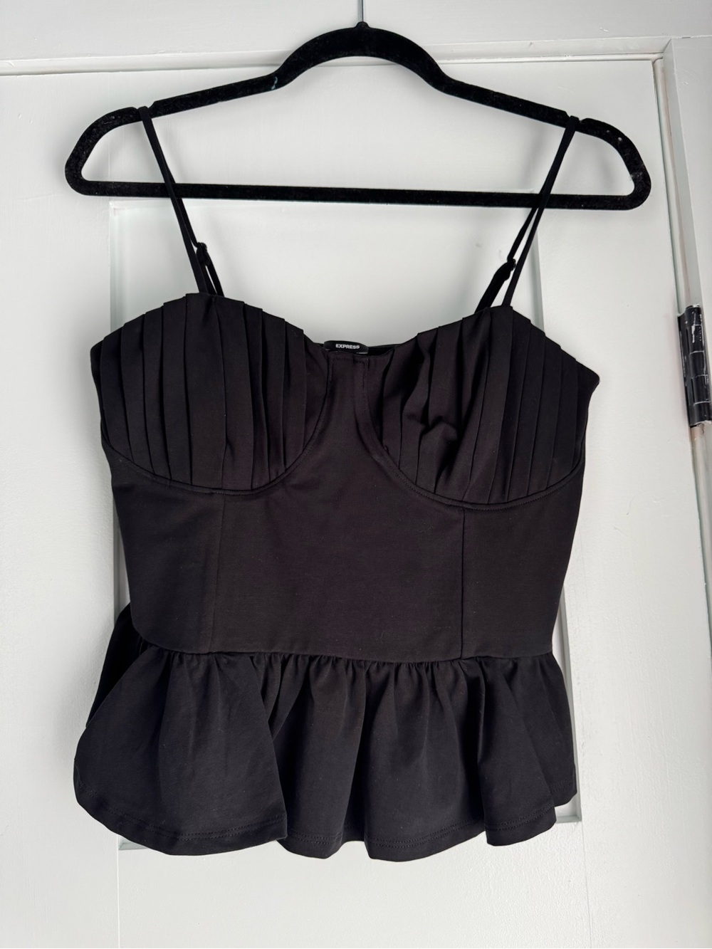 Express Black Pleated Bustier Peplum Tank